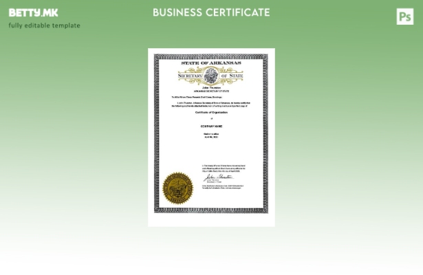 модерен стил САД Арканзас сертификат за организација Шаблон за Word и PDF